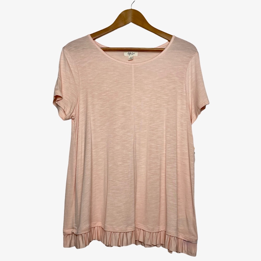 Style & Co Crushed Petal Ruffle Short Sleeve Top